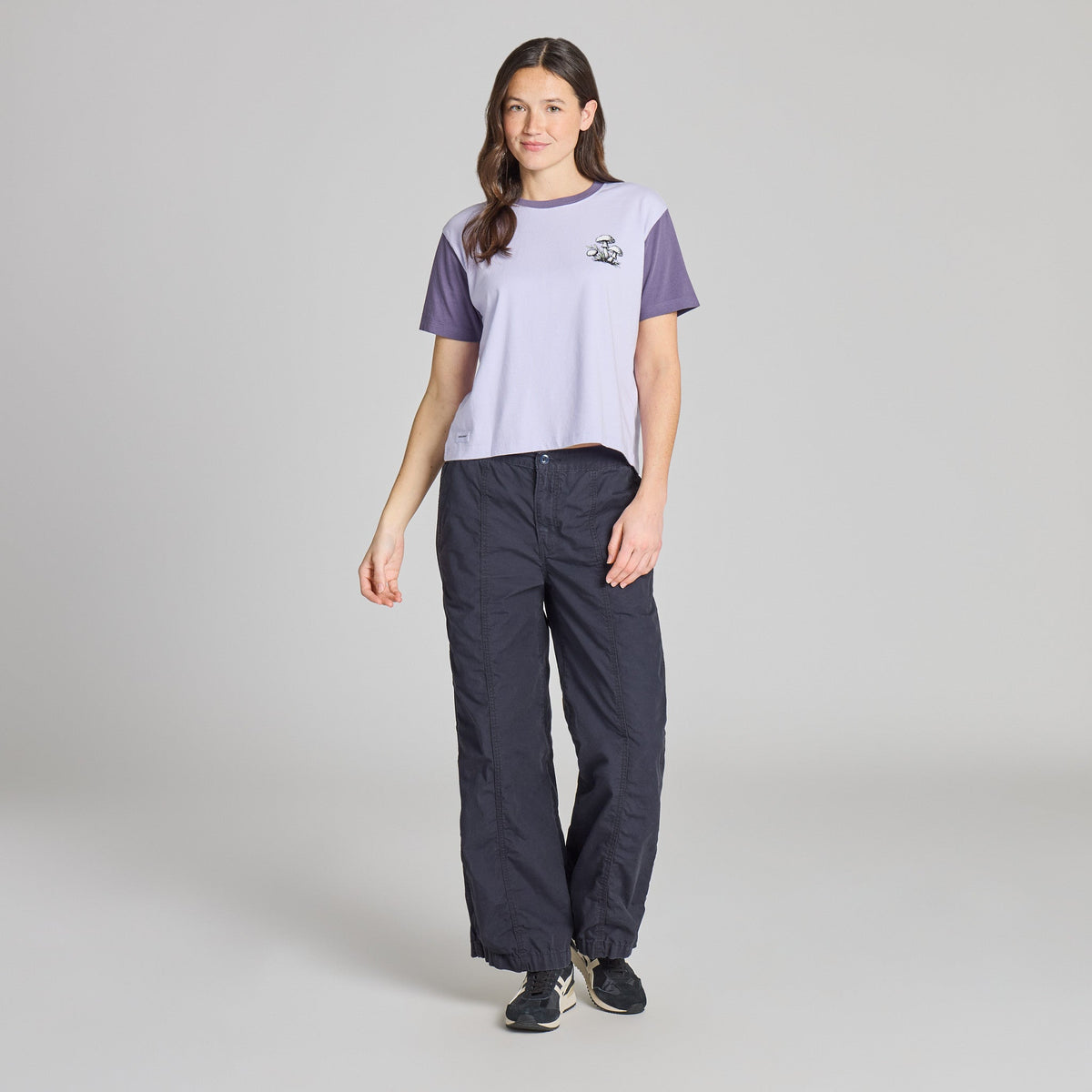 Women's Botanical Mushroom Grid Short Sleeve Crusher Boxy product image 6