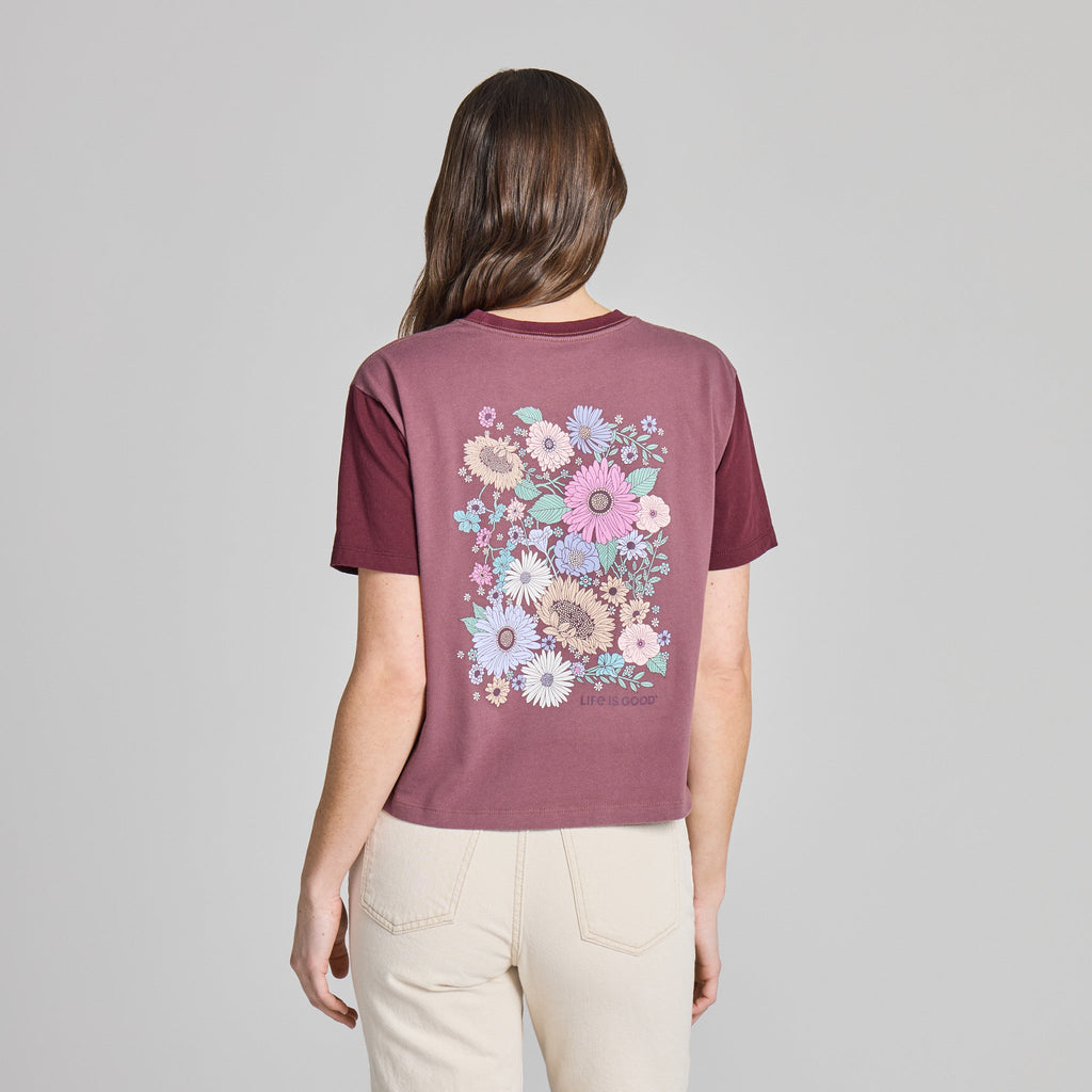 Women's Wildflower Garden Grid Short Sleeve Crusher Boxy Tee product image 3