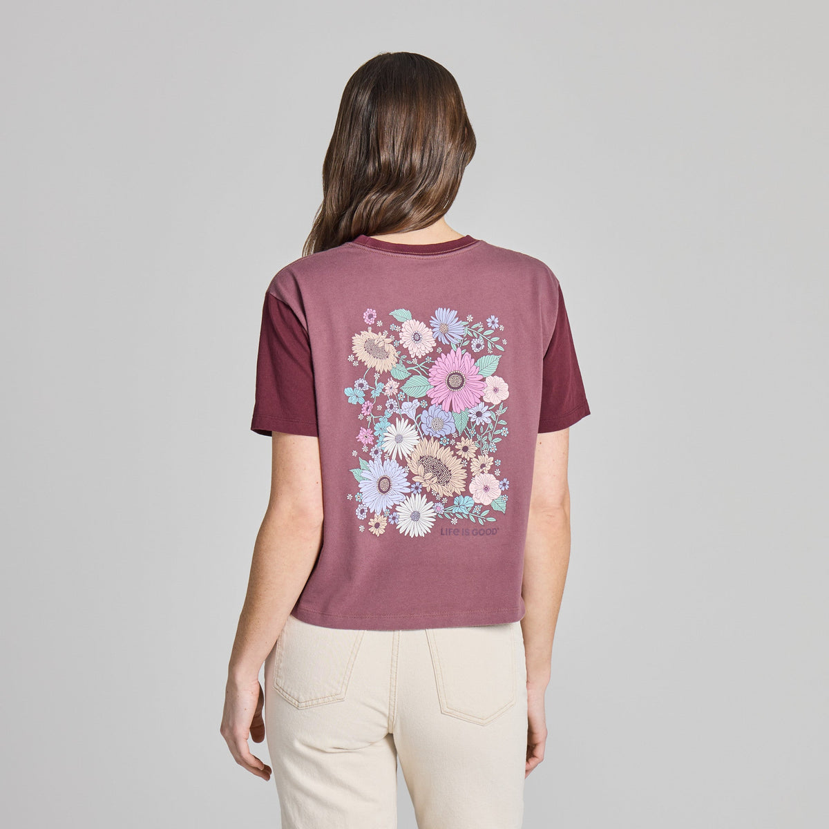 Women's Wildflower Garden Grid Short Sleeve Crusher Boxy Tee product image 3