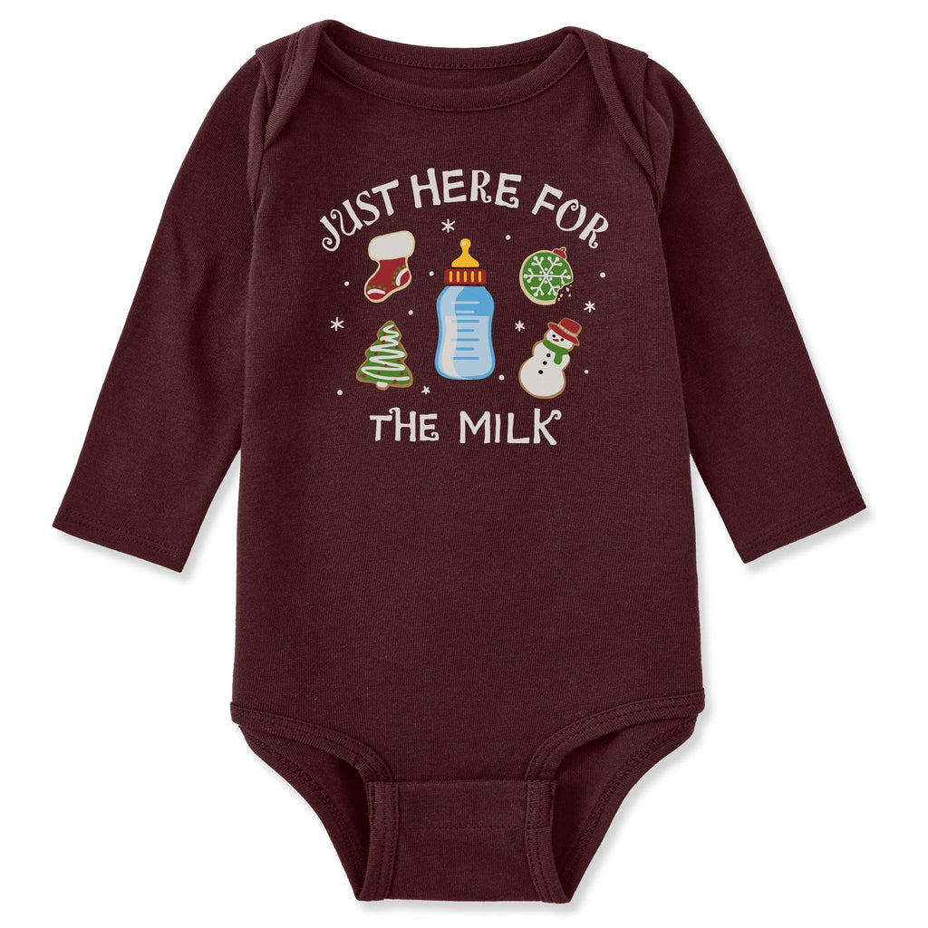 Baby Just Here for the Milk Long Sleeve Crusher Bodysuit