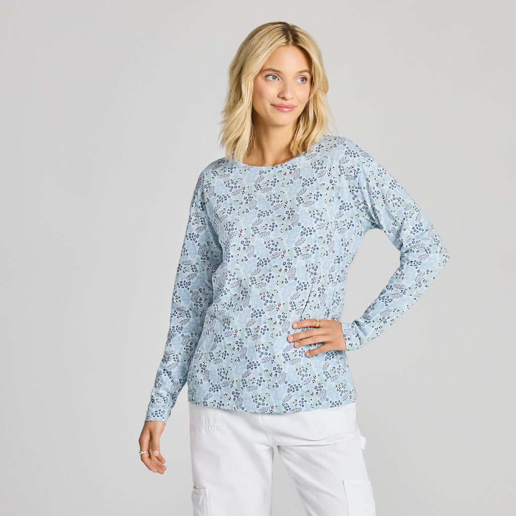 Women's Berry Floral Pattern Long Sleeve Crusher-LITE Easy product image 1