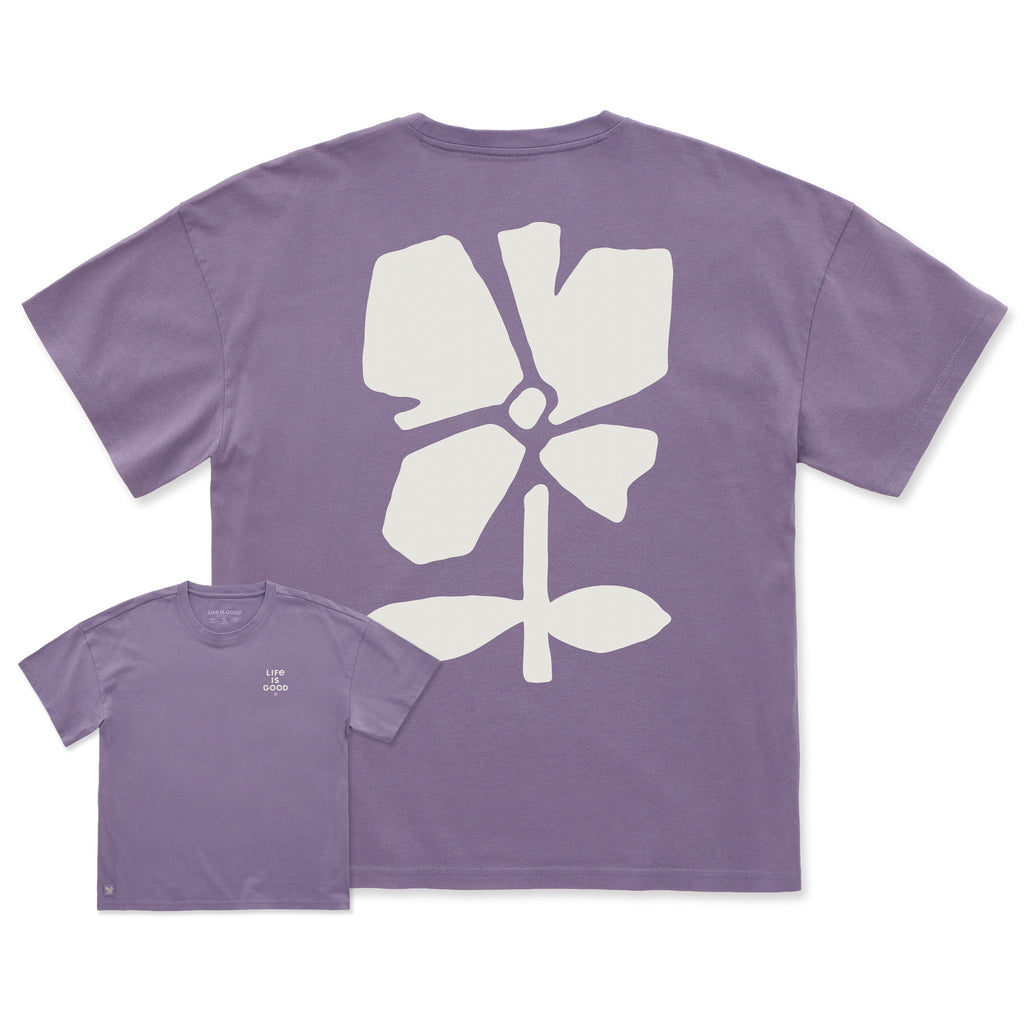 Women's Abstract Big Flower Short Sleeve Oversized Crusher product image 1