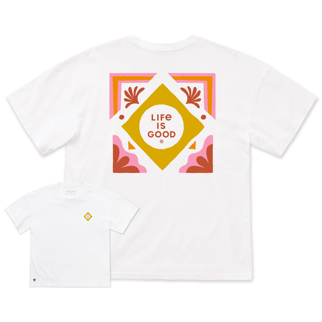 Women's Floral Diamond Short Sleeve Oversized Crusher Tee product image 1