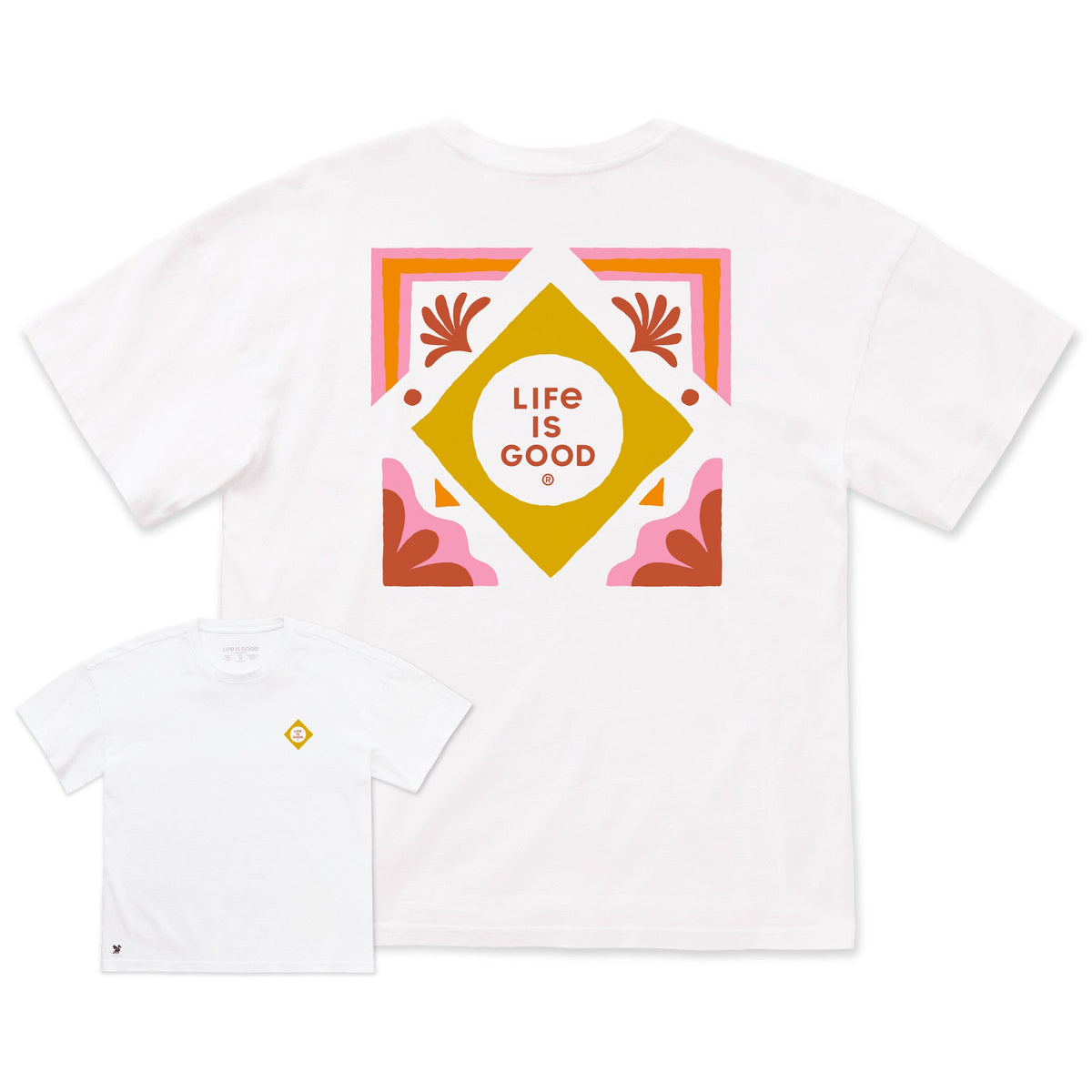 Women's Floral Diamond Short Sleeve Oversized Crusher Tee product image 1