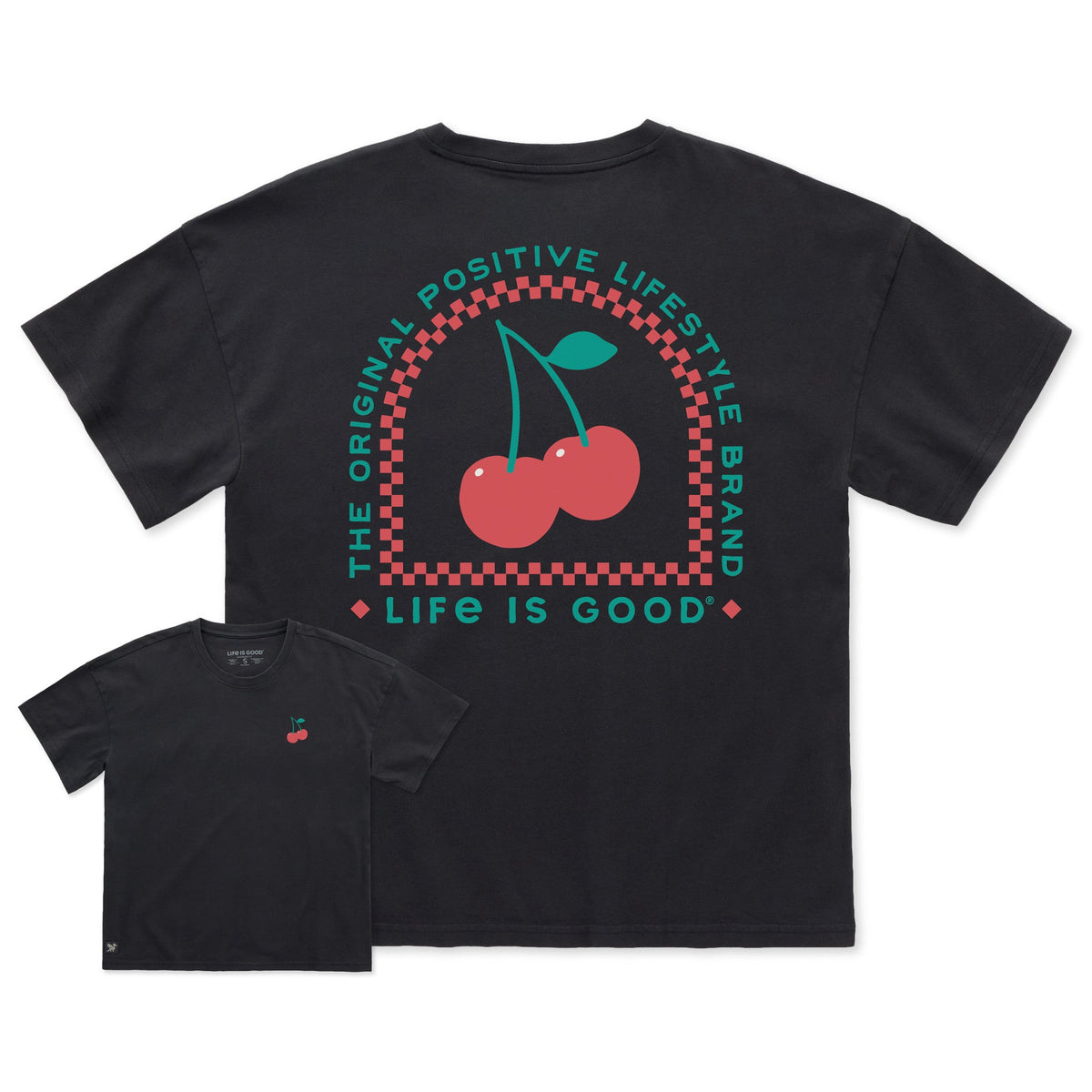 Women's Positive Lifestyle Cherries Short Sleeve Oversized product image 1