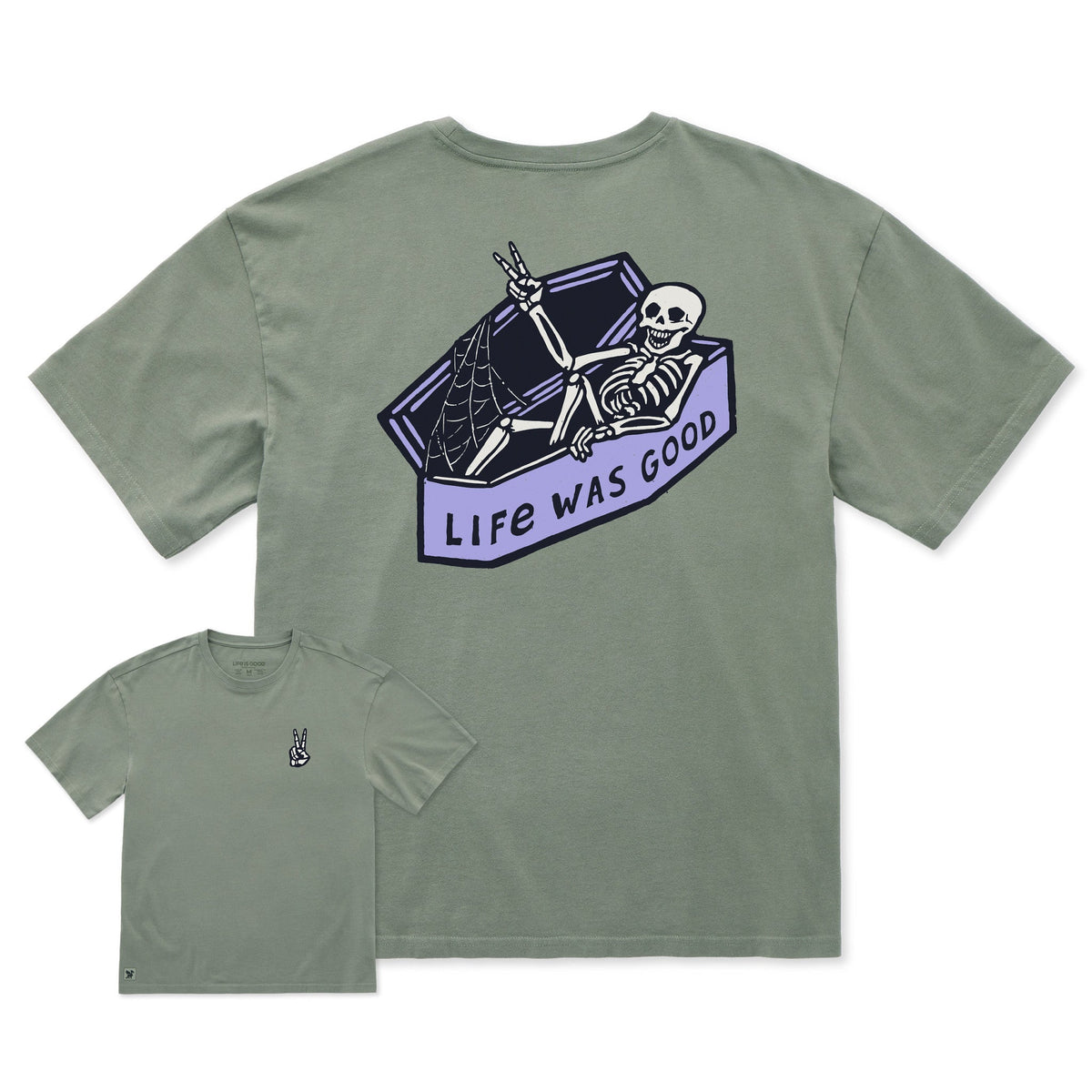 Men's Life Was Good Skeleton Short Sleeve Oversized Crusher product image 4