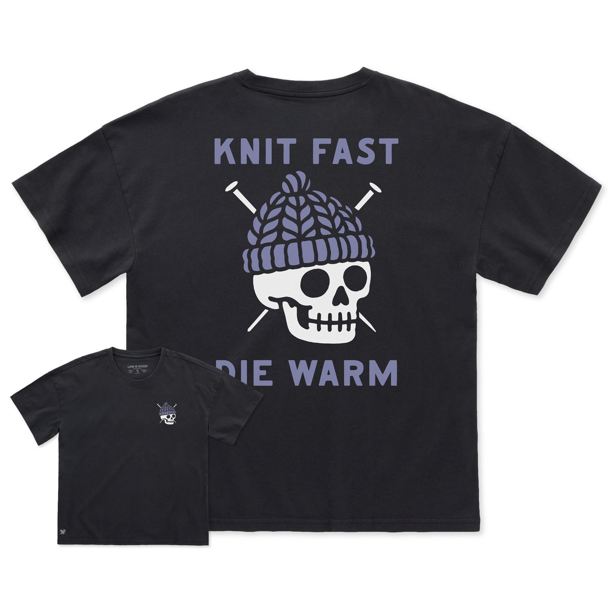 Women's Knit Fast Die Warm Skeleton Short Sleeve Oversized Crusher Tee