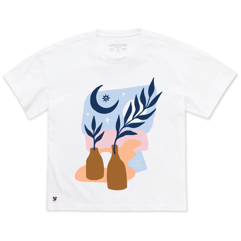 Women's Moon and Vases Short Sleeve Oversized Crusher Tee product image 3