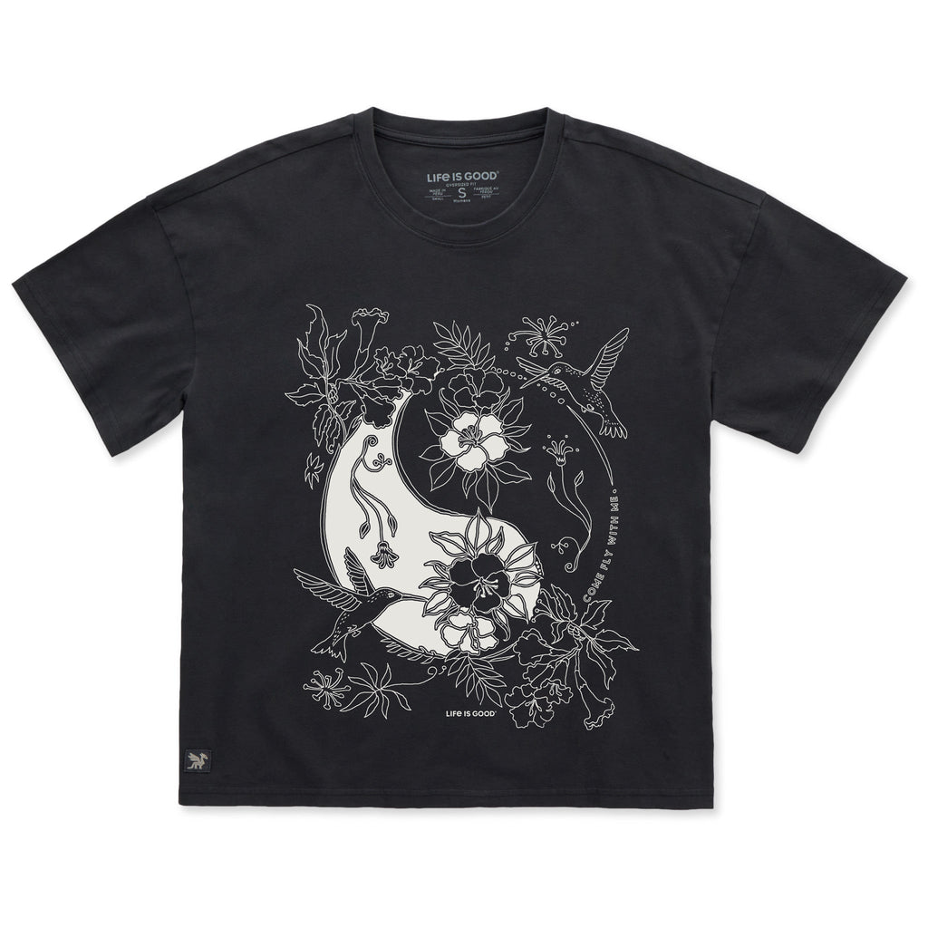 Women's Yin Yang Hummingbirds Short Sleeve Oversized product image 1