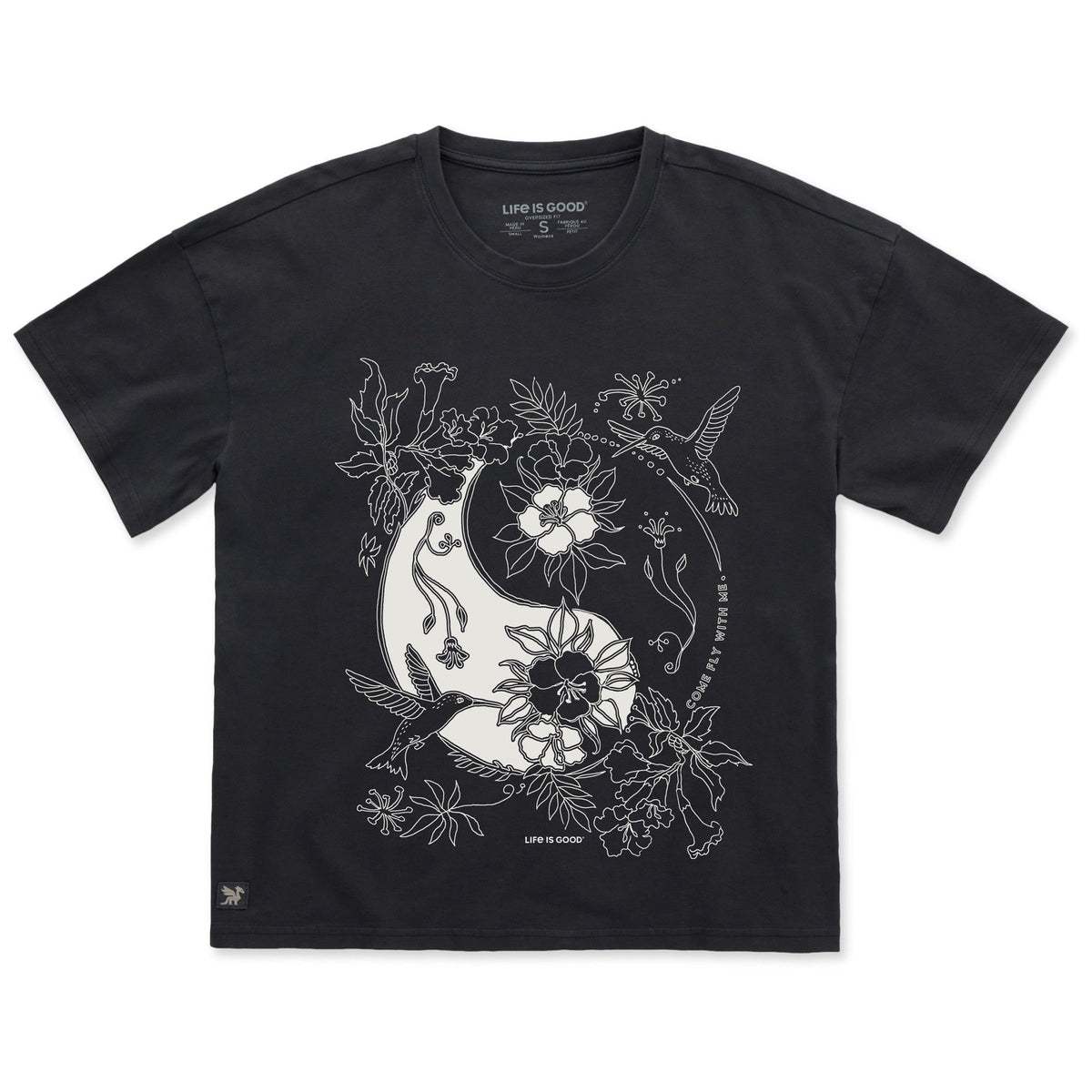 Women's Yin Yang Hummingbirds Short Sleeve Oversized product image 1