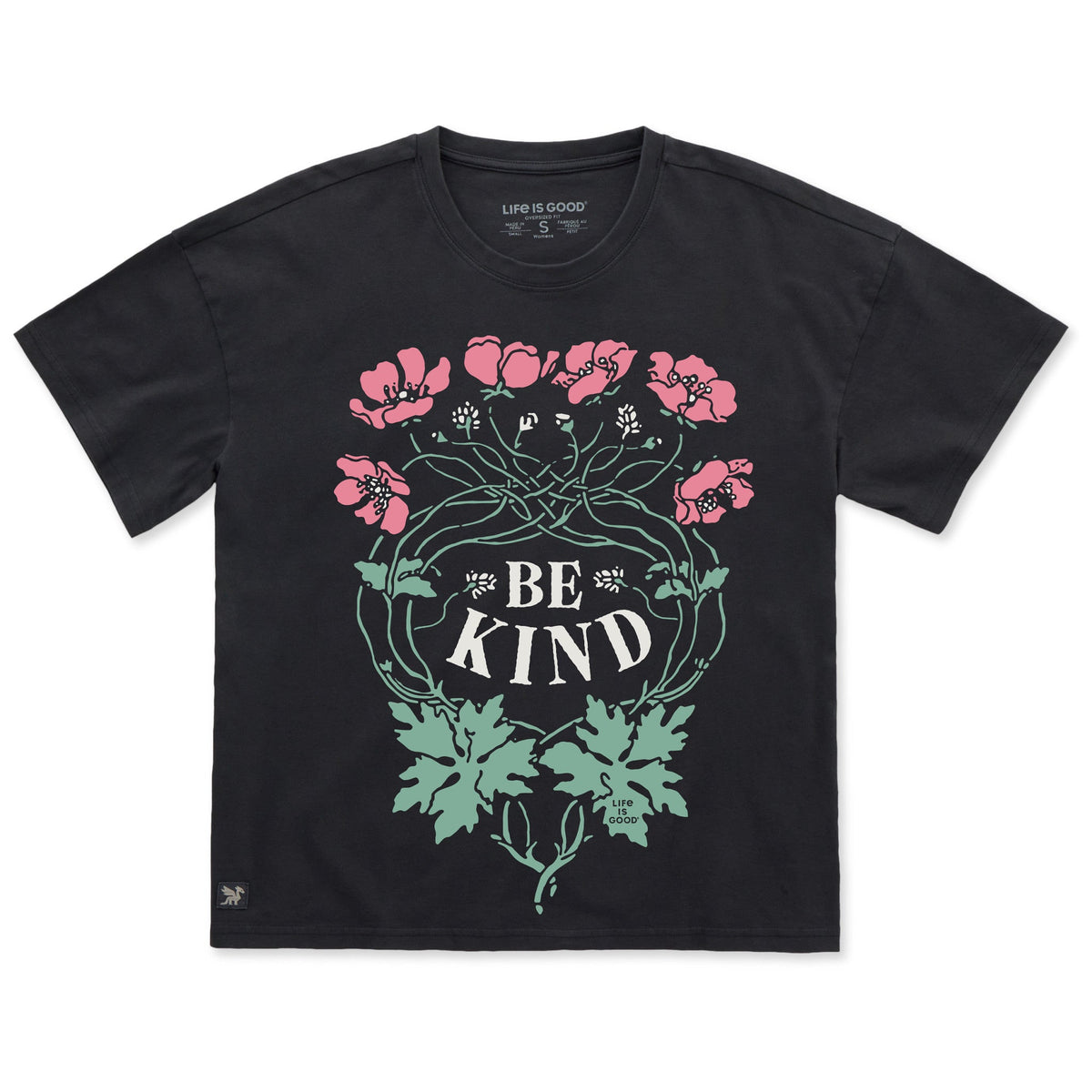 Women's Be Kind Flowers Short Sleeve Oversized Crusher Tee product image 1