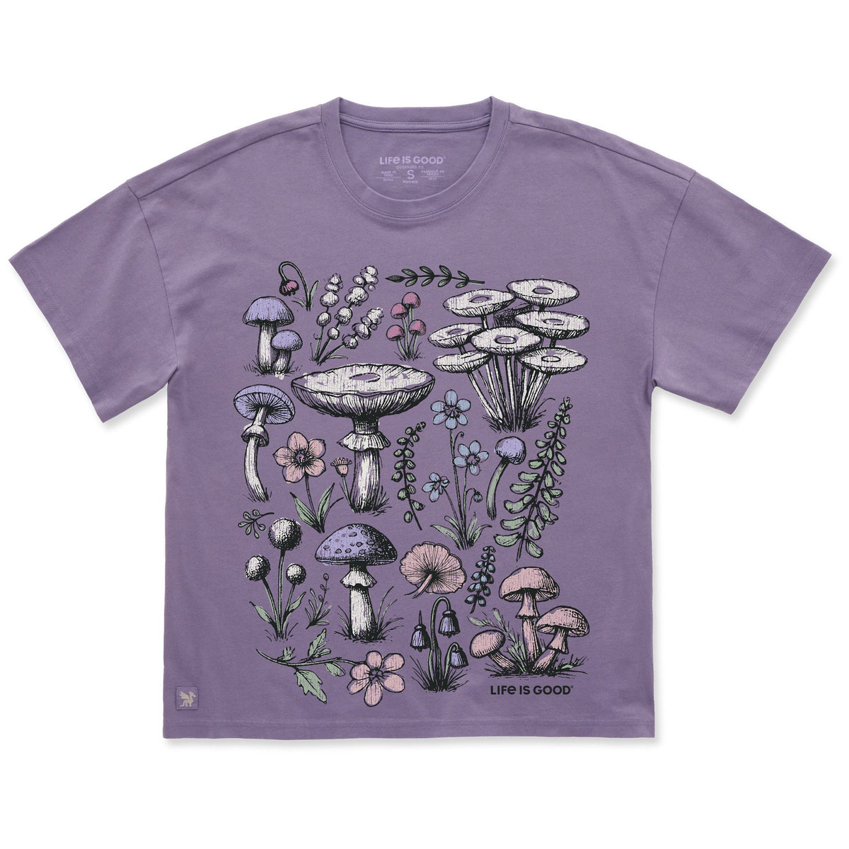 Women's Botanical Mushroom Grid Short Sleeve Oversized product image 1