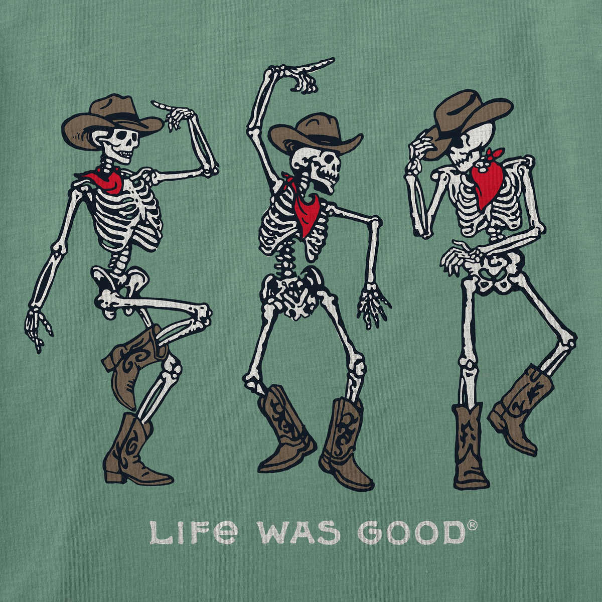 Women's Dancing Cowboy Skeletons Short Sleeve Oversized Crusher Tee