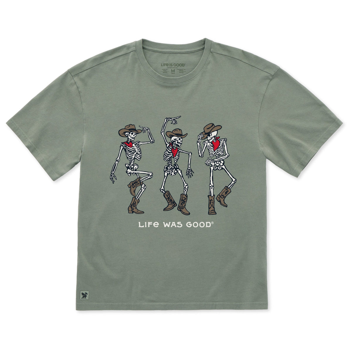 Men's Dancing Cowboy Skeletons Short Sleeve Oversized Crusher Tee