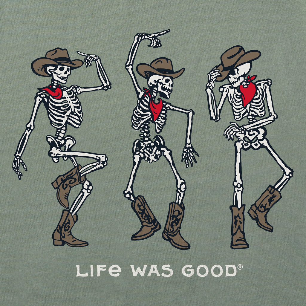 Men's Dancing Cowboy Skeletons Short Sleeve Oversized Crusher Tee