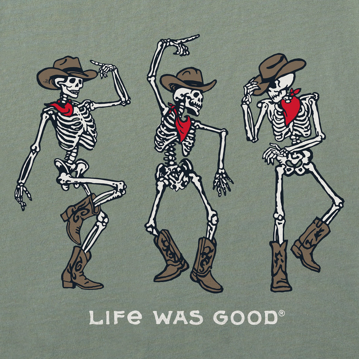Men's Dancing Cowboy Skeletons Short Sleeve Oversized Crusher Tee