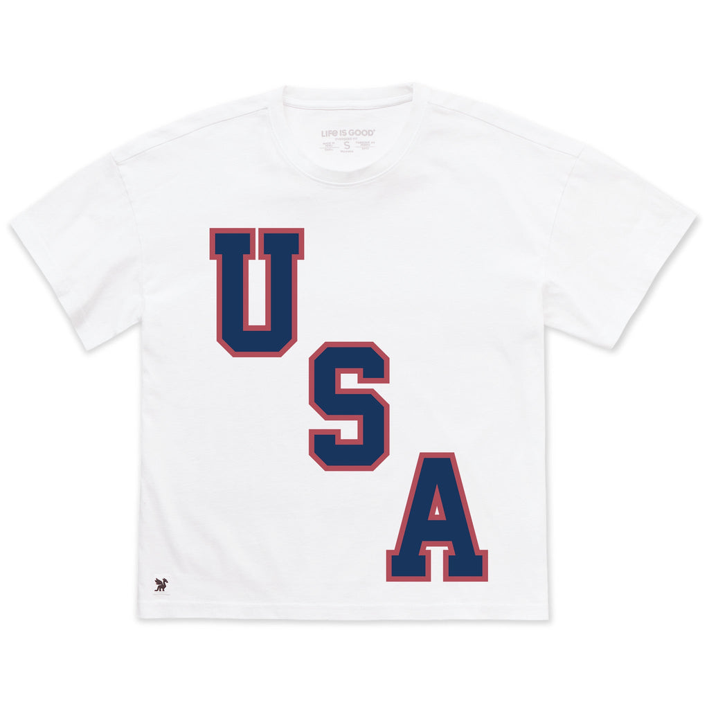 Women's USA Diagonal Short Sleeve Oversized Crusher Tee product image 1