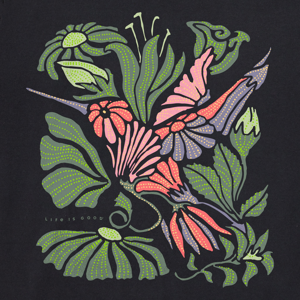 Women's Hummingbird Flowers Short Sleeve Oversized Crusher product image 2