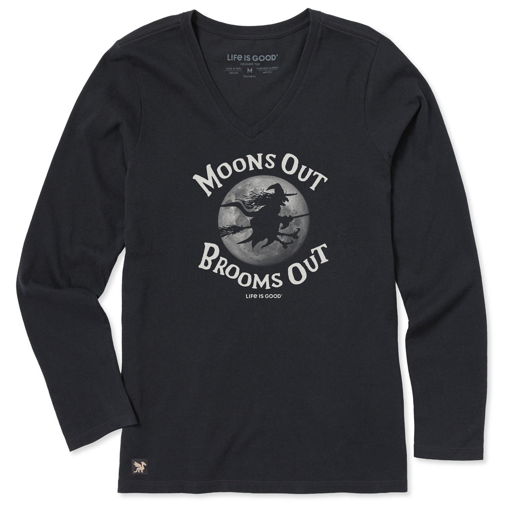 Women's Moon's Out Broom's Out Long Sleeve Crusher Vee
