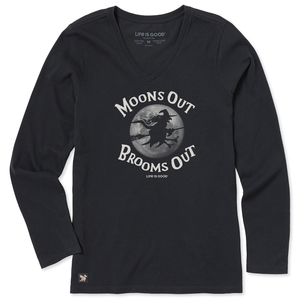 Women's Moon's Out Broom's Out Long Sleeve Crusher Vee
