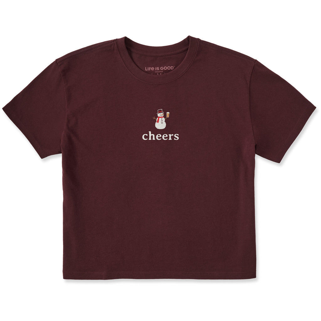 Women's Snowman Beer Cheers Short Sleeve Crusher Boxy Tee