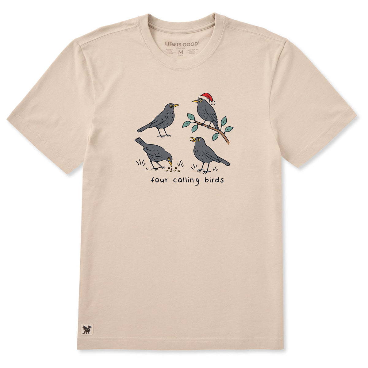 Men's Four Calling Birds Short Sleeve Crusher Tee
