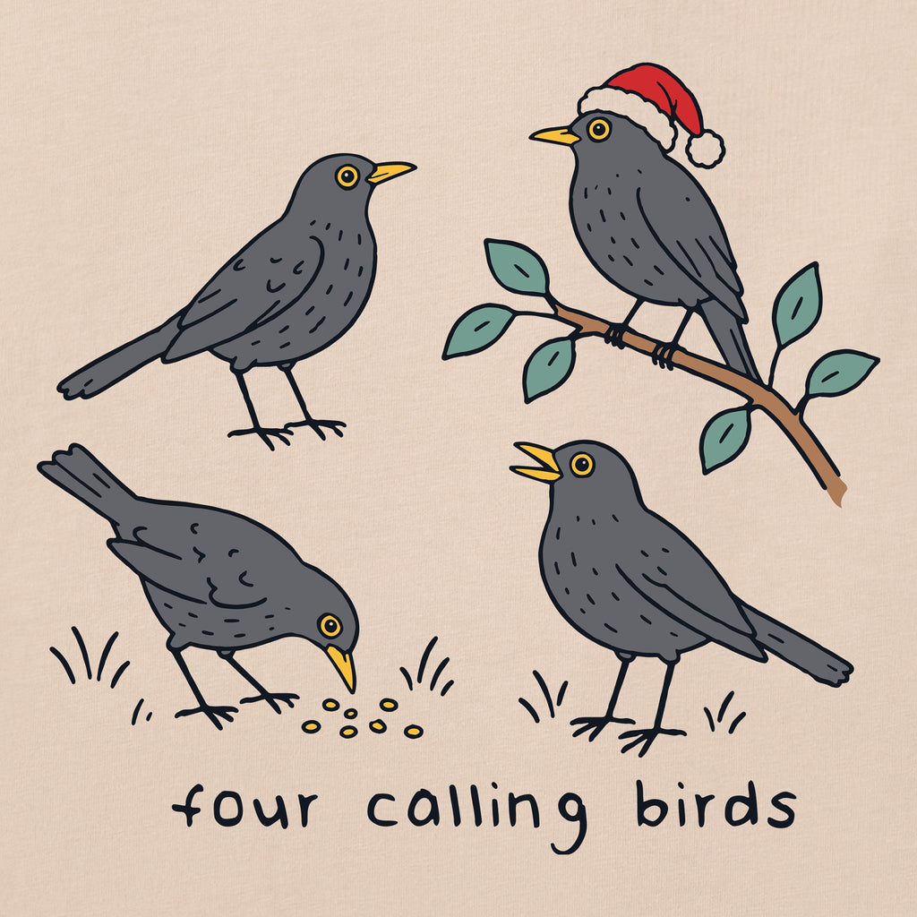Men's Four Calling Birds Short Sleeve Crusher Tee