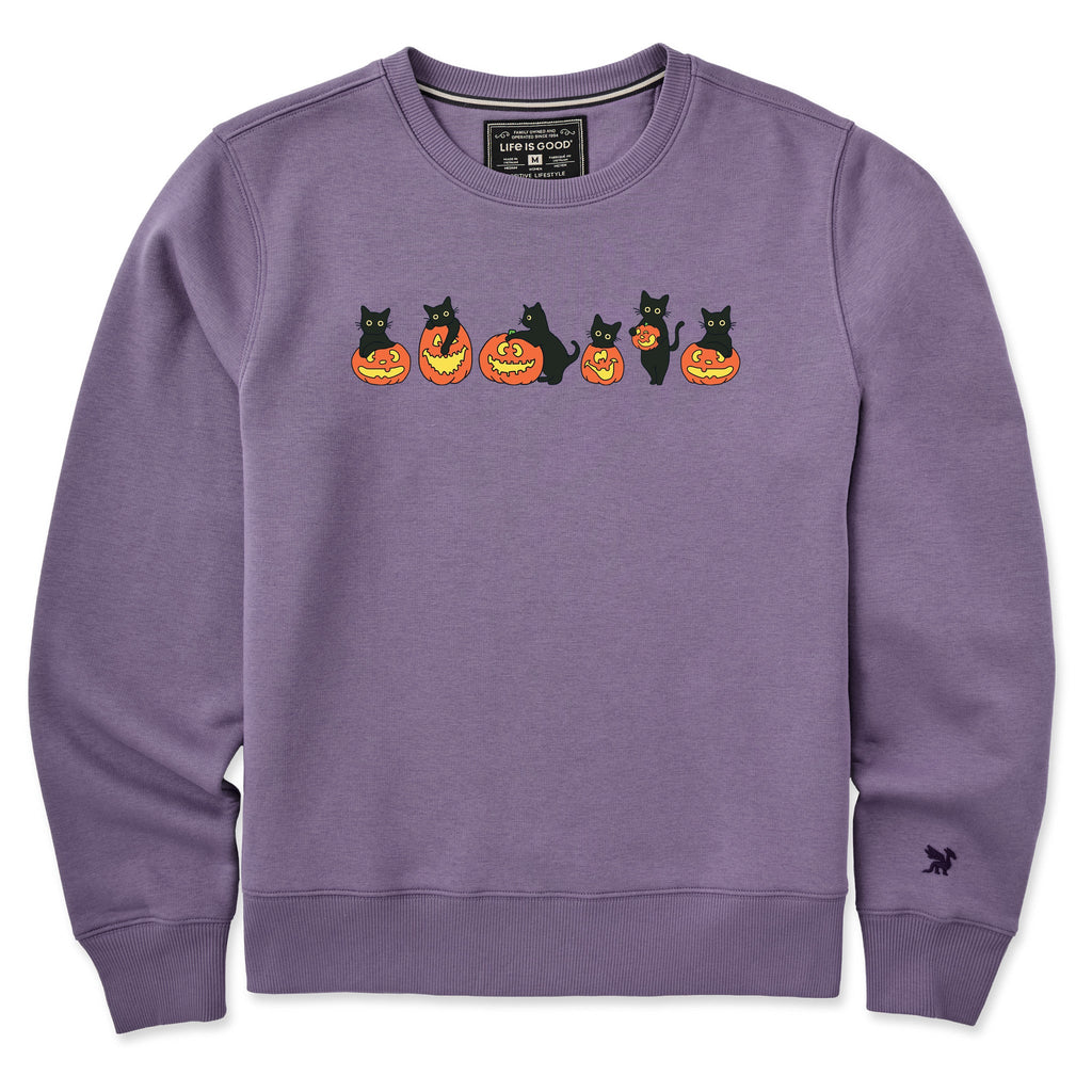 Women's Pumpkin Cats Good Vibes Crew