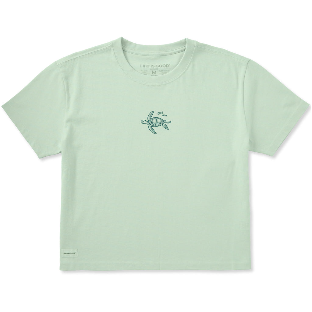 Women's Sea Turtle Good Vibes Short Sleeve Crusher Boxy Tee product image 1