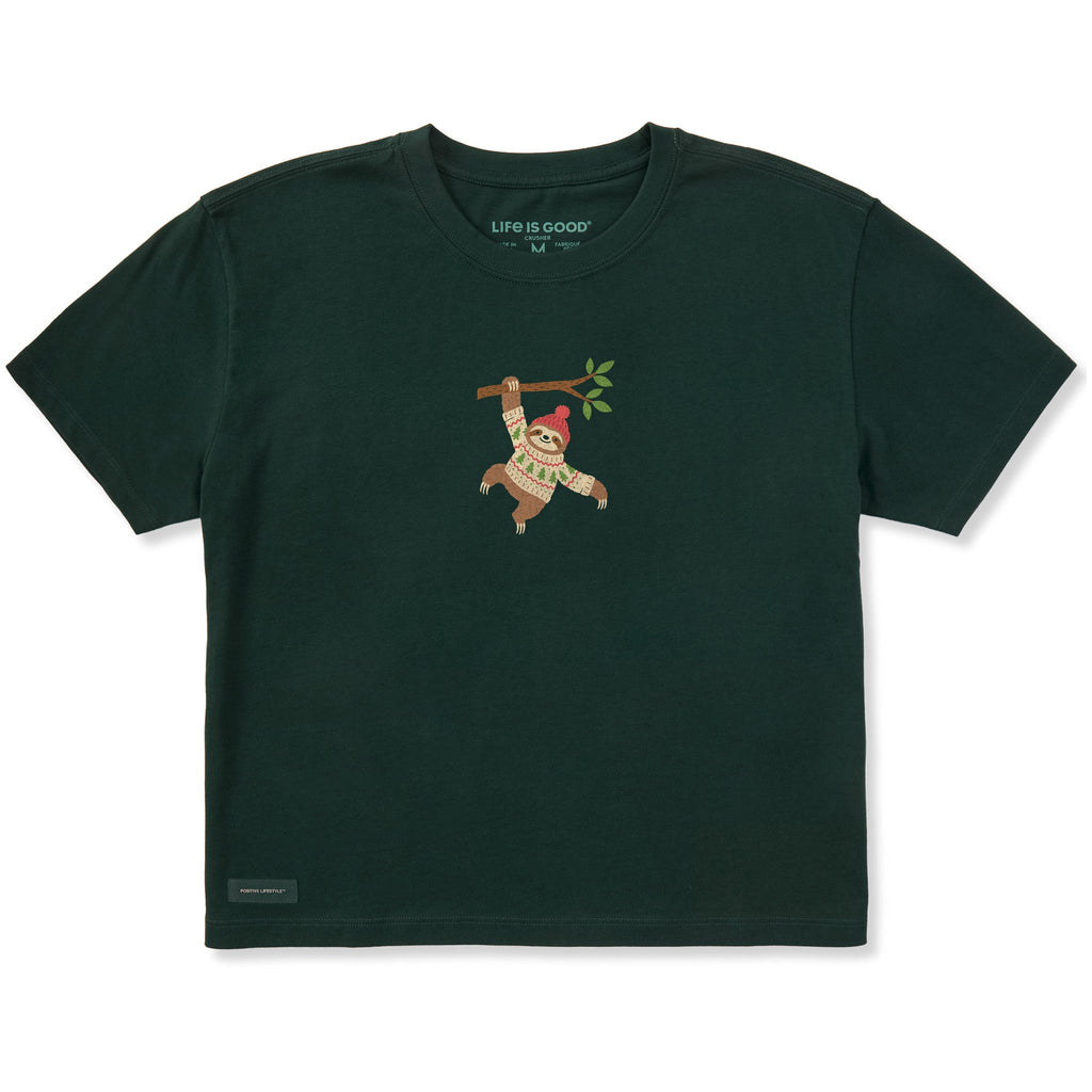 Women's Cozy Sloth Short Sleeve Crusher Boxy Tee
