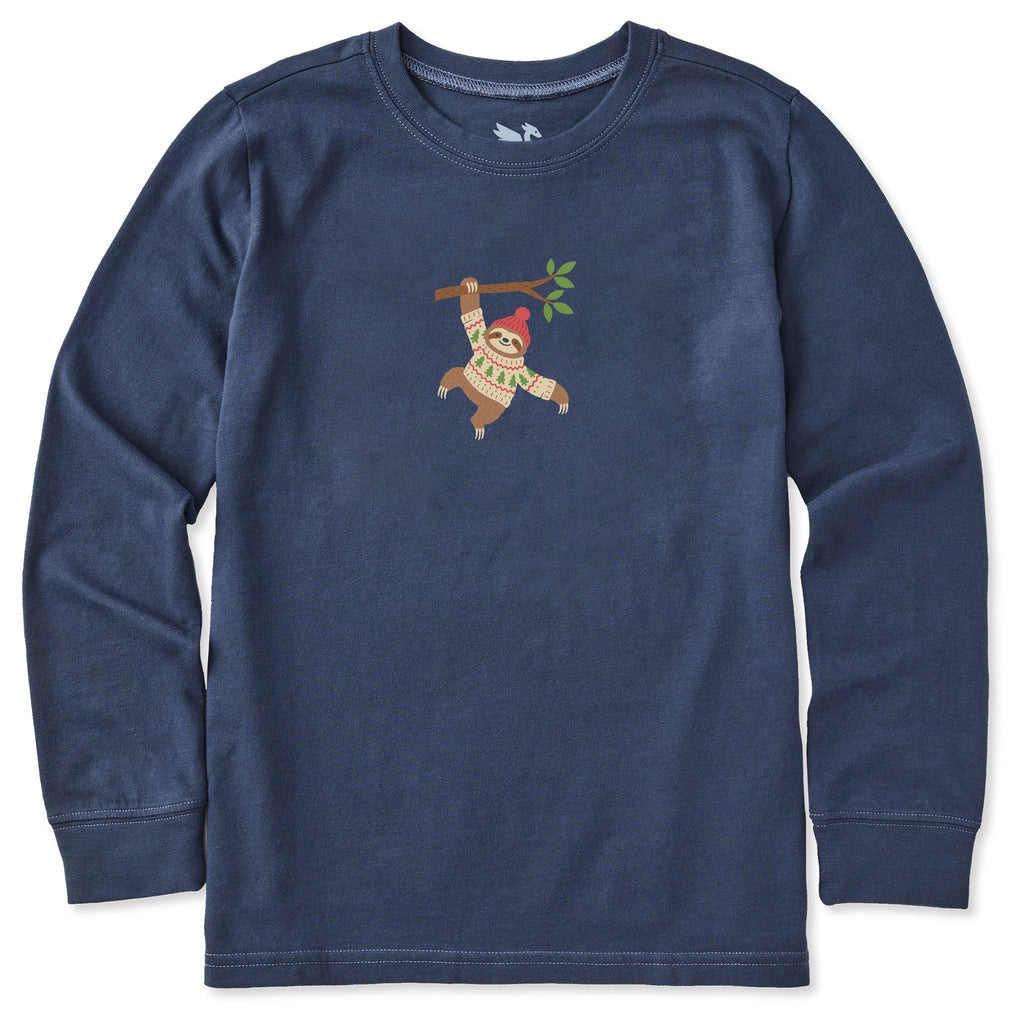 Kids Cozy Sloth Long Sleeve Crusher Tee