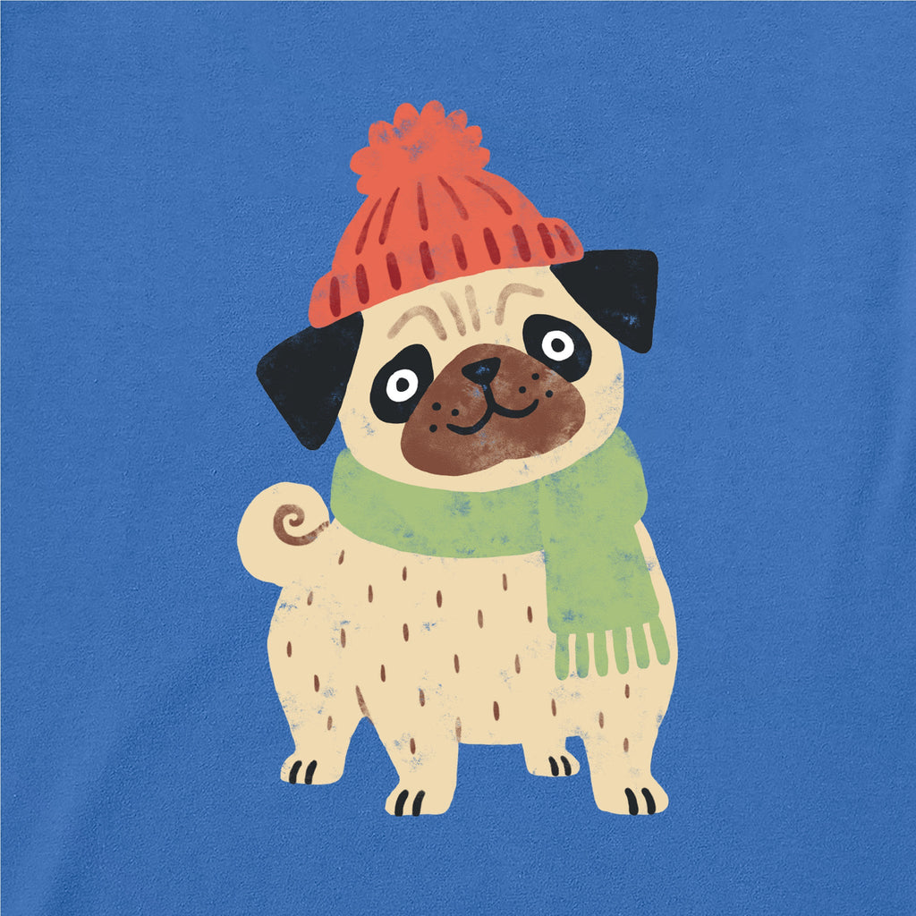 Kids Cozy Pug Long Sleeve Crusher Tee