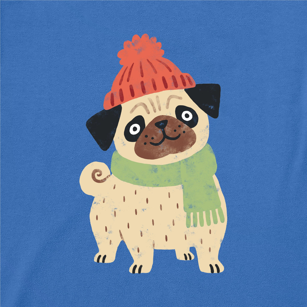 Kids Cozy Pug Long Sleeve Crusher Tee
