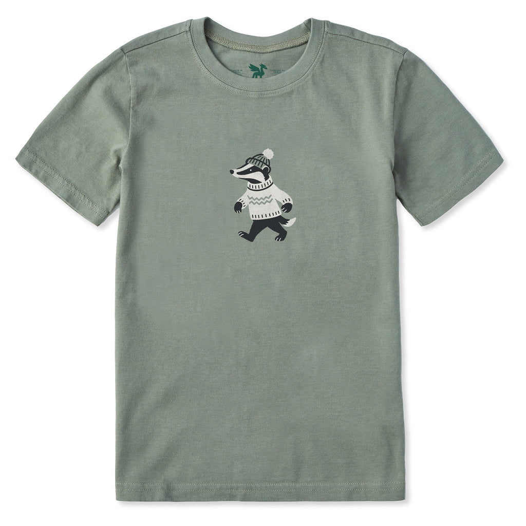 Kids Cozy Badger Short Sleeve Crusher Tee