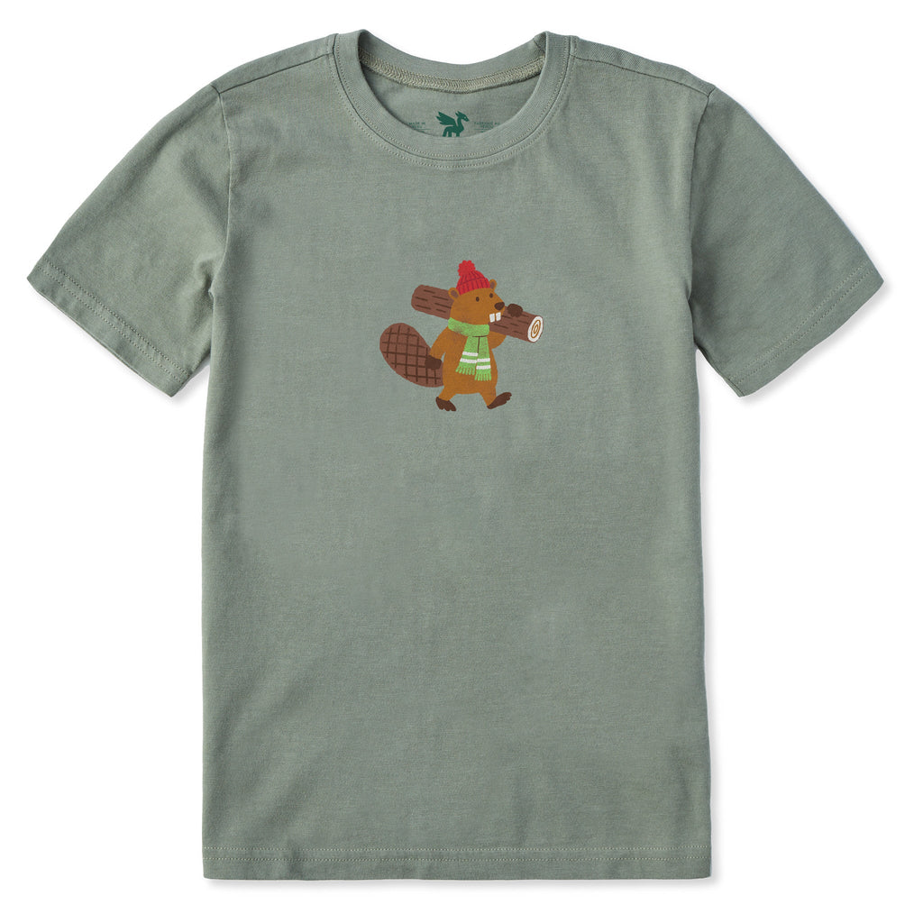 Kids Cozy Beaver Short Sleeve Crusher Tee