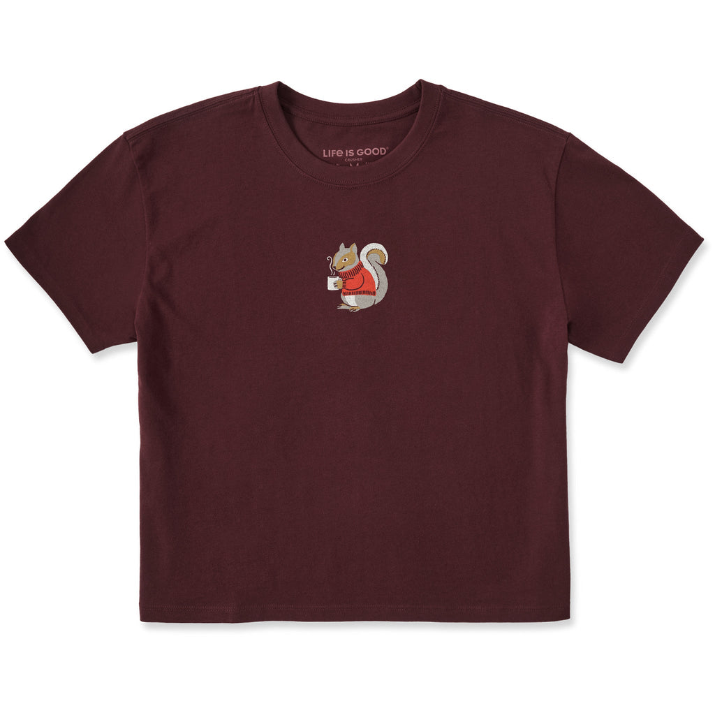 Women's Cozy Squirrel Short Sleeve Crusher Boxy Tee