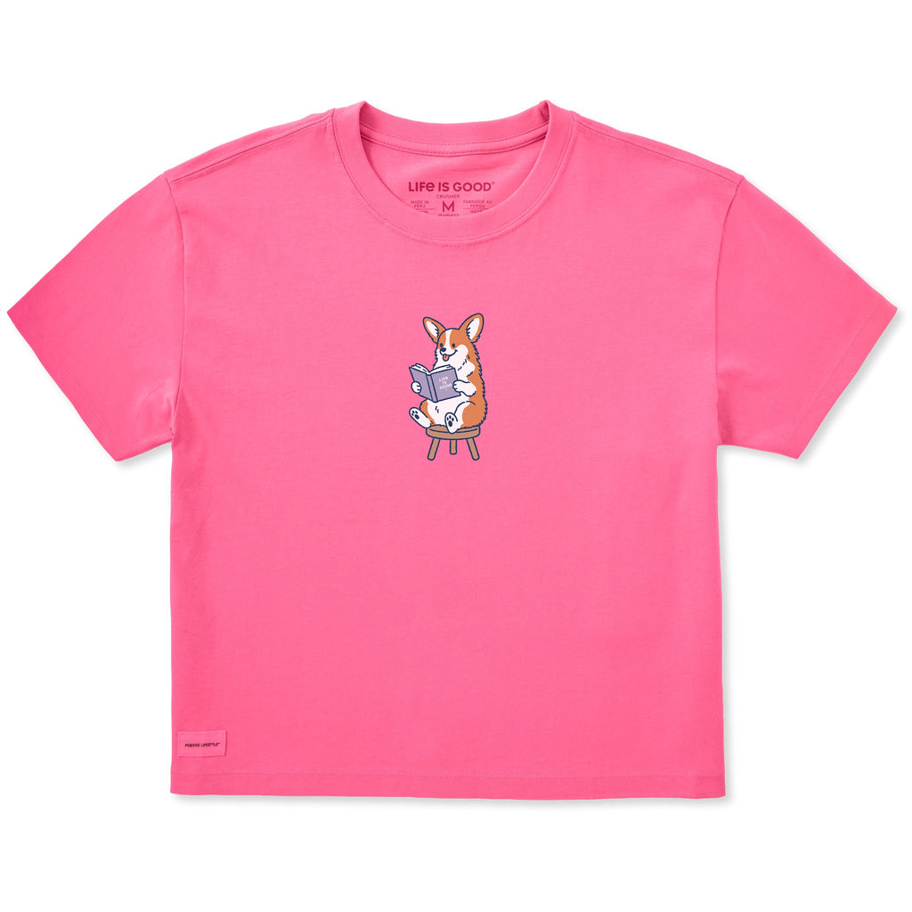 Women's Corgi Reading Short Sleeve Crusher Boxy Tee product image 1