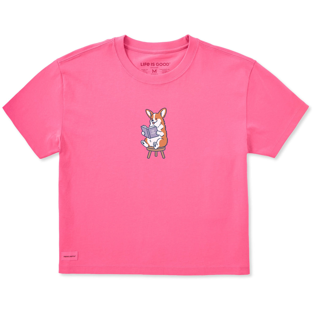 Women's Corgi Reading Short Sleeve Crusher Boxy Tee product image 1