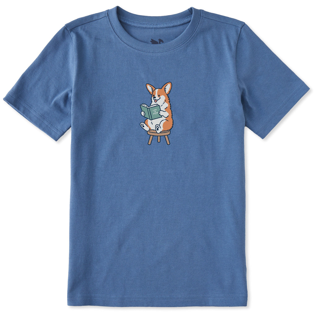 Kids Corgi Reading Short Sleeve Crusher Tee product image 1