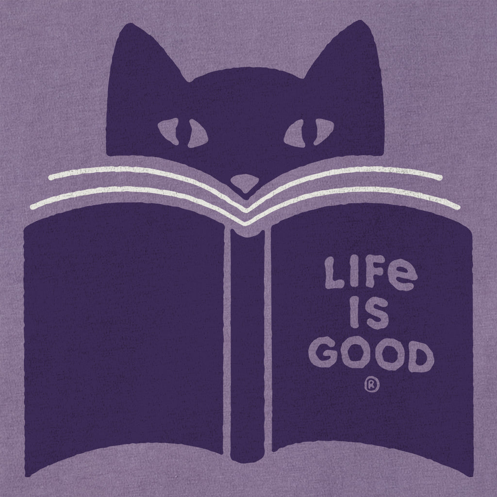 Women's Cat Reading Short Sleeve Crusher Boxy Tee product image 2